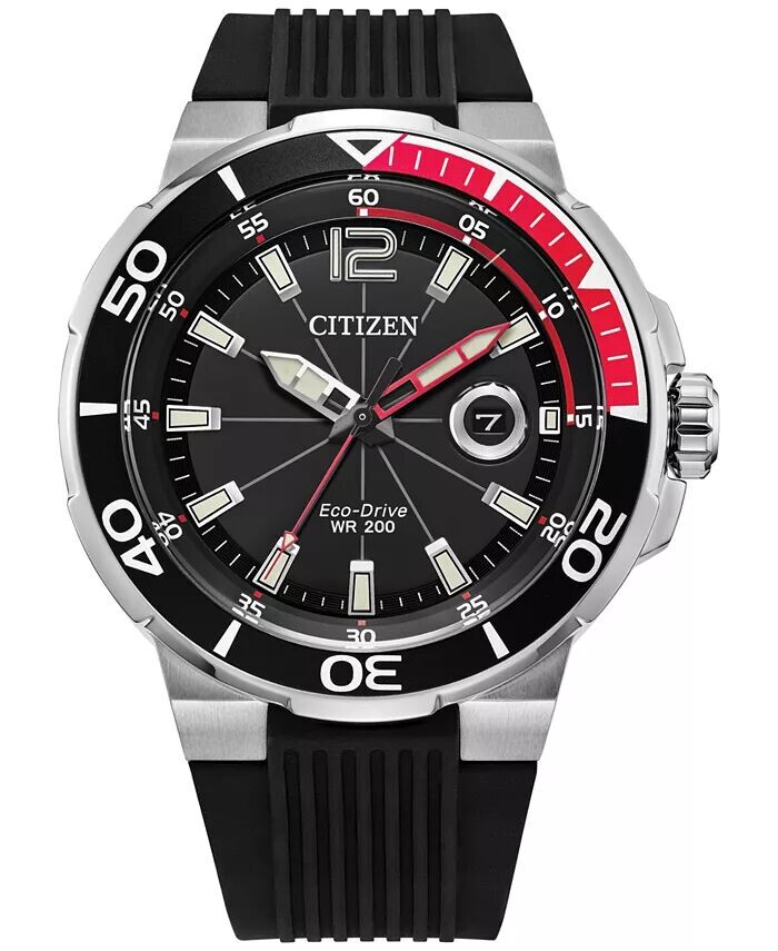 

Мужские часы Eco-Drive с черным полиуретановым ремешком, 46 мм Citizen