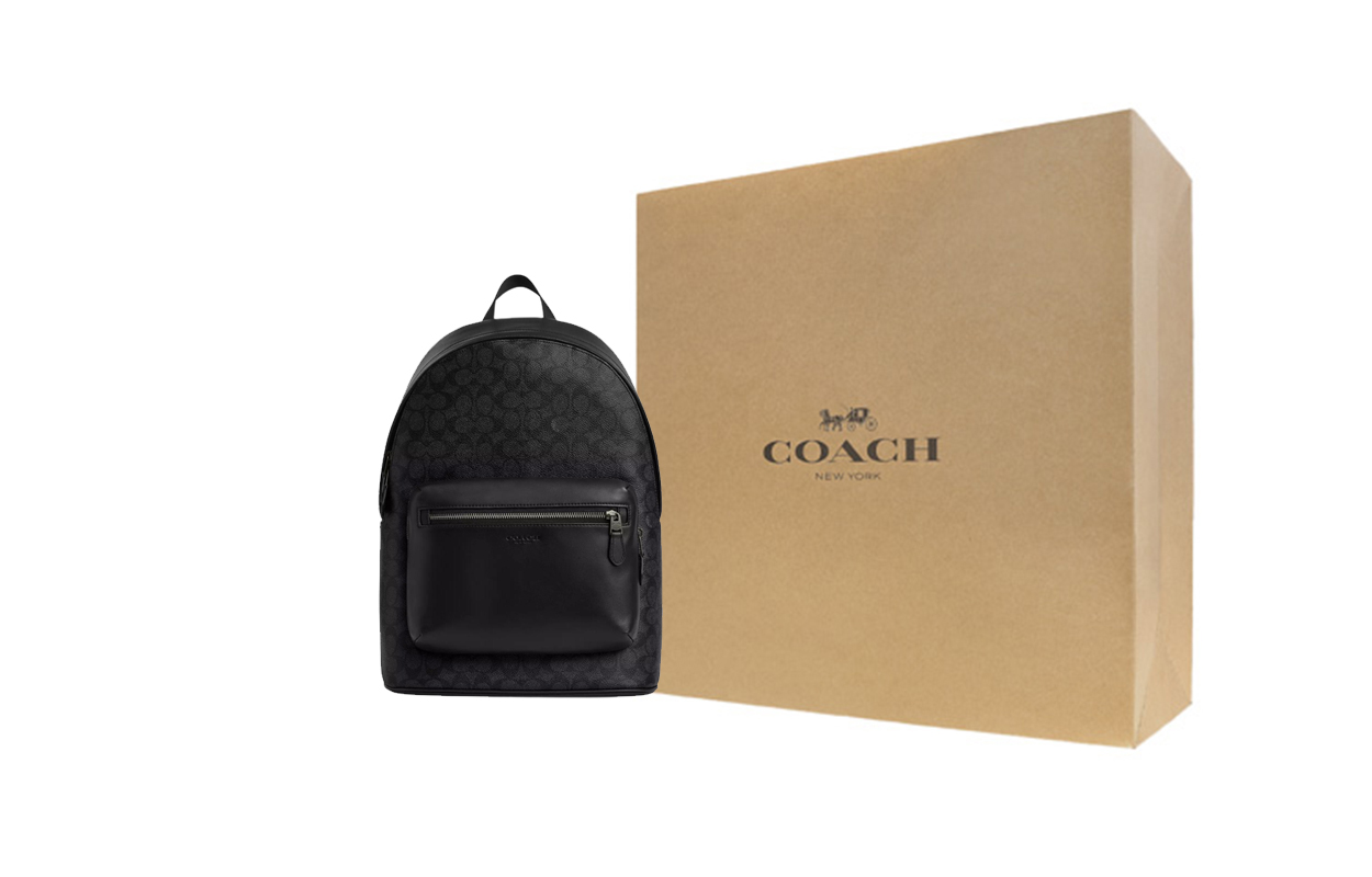 

COACH Западный рюкзак из прорезиненной ткани Унисекс Угольный