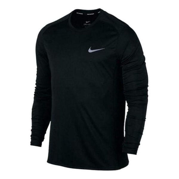 

Футболка Men's Nike Small Label Solid Color Round Neck Sports Long Sleeves Black T-Shirt, черный