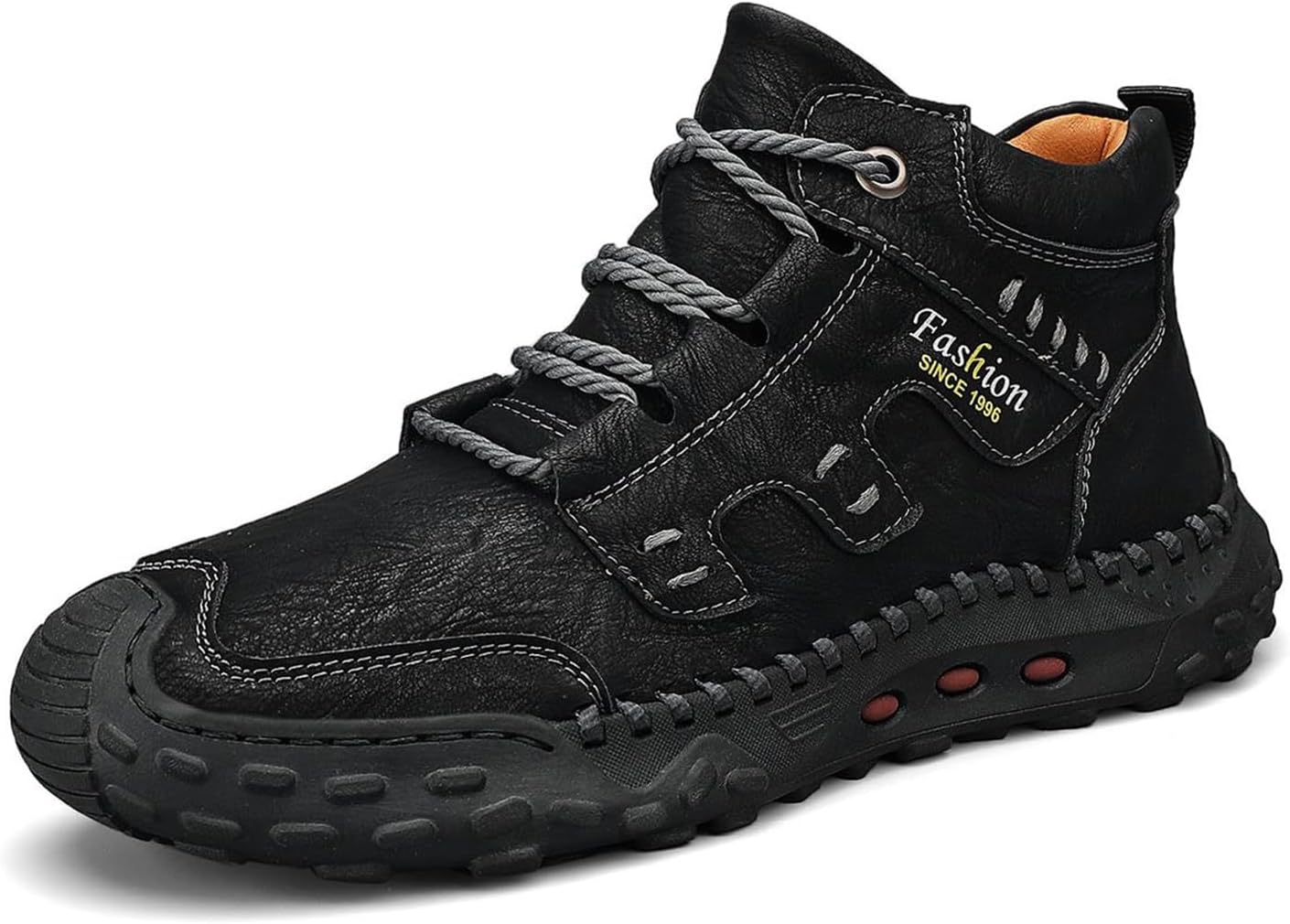 

Мужские полуботинки LLTMALL Chukka среднего верха с ручной прошивкой из кожи для походов и треккинга, черный