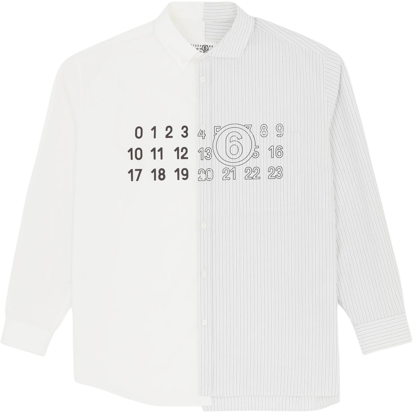 

Рубашка с длинным рукавом, панелями и полосками MM6 Maison Margiela, белый