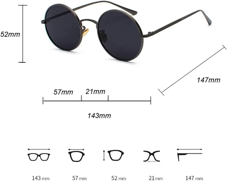 

Солнцезащитные очки в золотой круглой металлической оправе для мужчин, ретро-стиль для женщин, летние солнцезащитные очки с красными линзами VFDHN, Gold With Blue