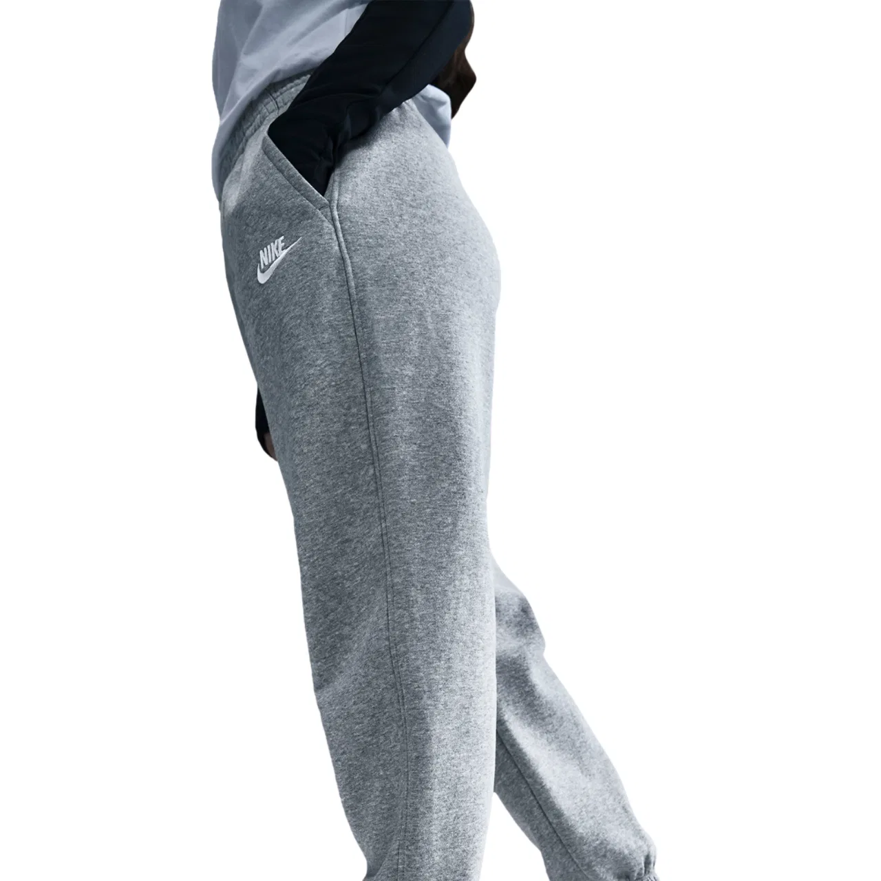 Детские спортивные брюки Nike Club LBR Oversized Fleece, цвет Dark Grey Heather/White — фото 2
