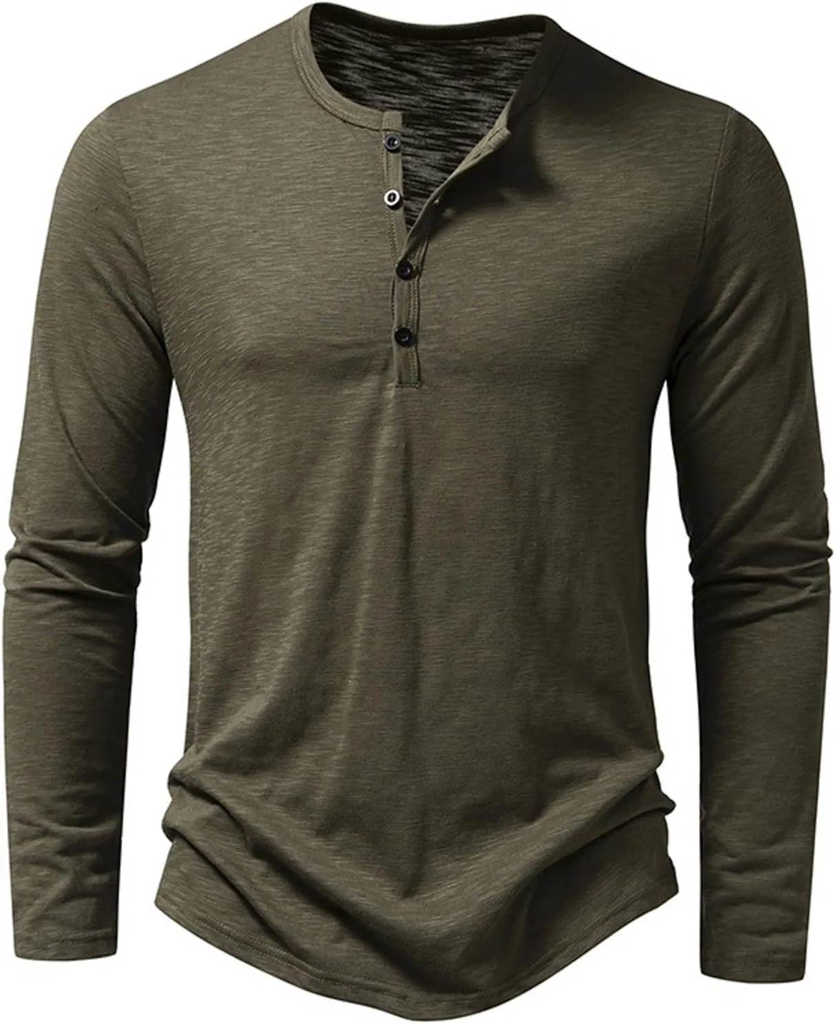 Мужская футболка с длинным рукавом Henley Casual, Green