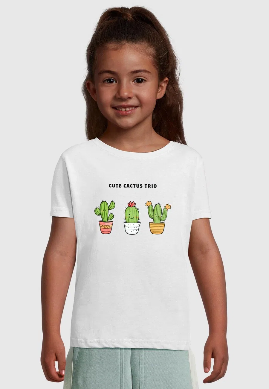 Футболка Merchcode 'Cute Cactus Trio' белого цвета — фото 3
