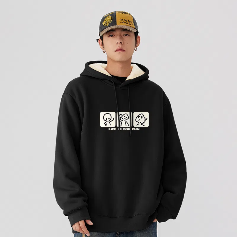 Детский свитшот утепленный на флисе MINISO, Thermal Sherpa Black (Ma Graffiti Square) — фото 3