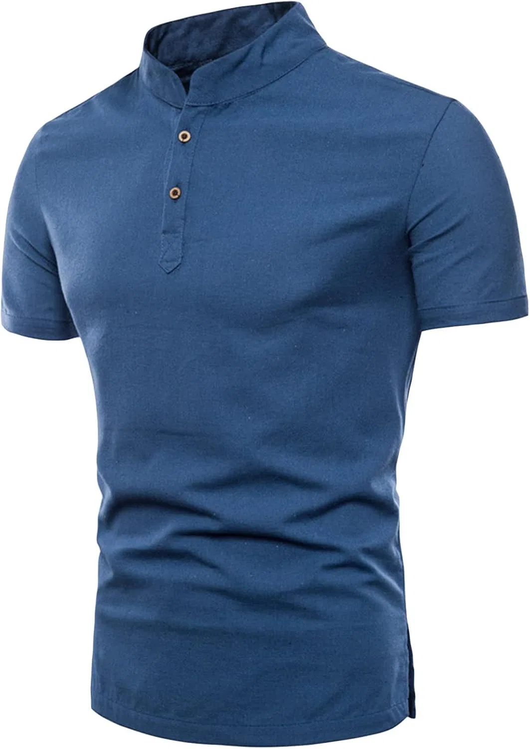 Мужская хлопковая рубашка-поло Henley Slim Fit, Blue