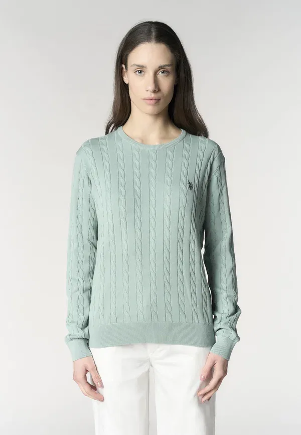 Джемпер хлопковый Cable Knit U.S. Polo Assn., menta, мятный