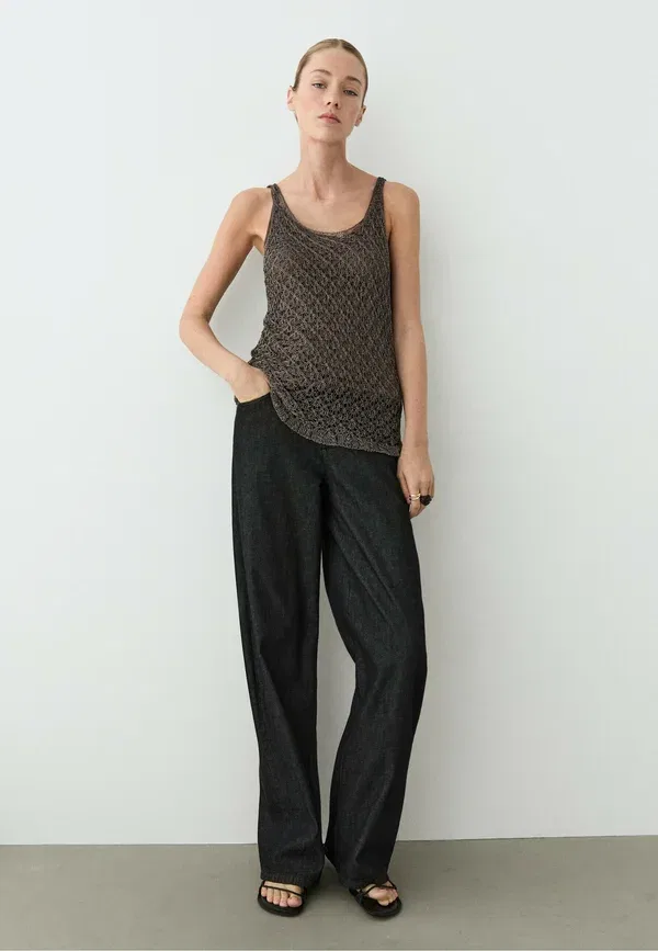 Топ из вискозы Massimo Dutti, khaki, хаки — фото 2