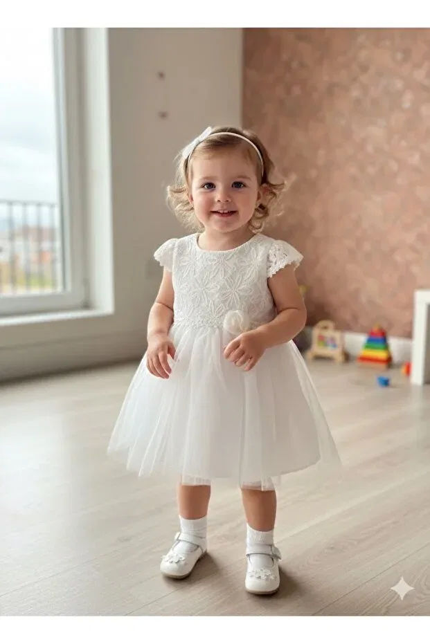 Детское платье для девочек с принтом Cute special occasion baby kids dress with rose accessories Csp Cassiope, White
