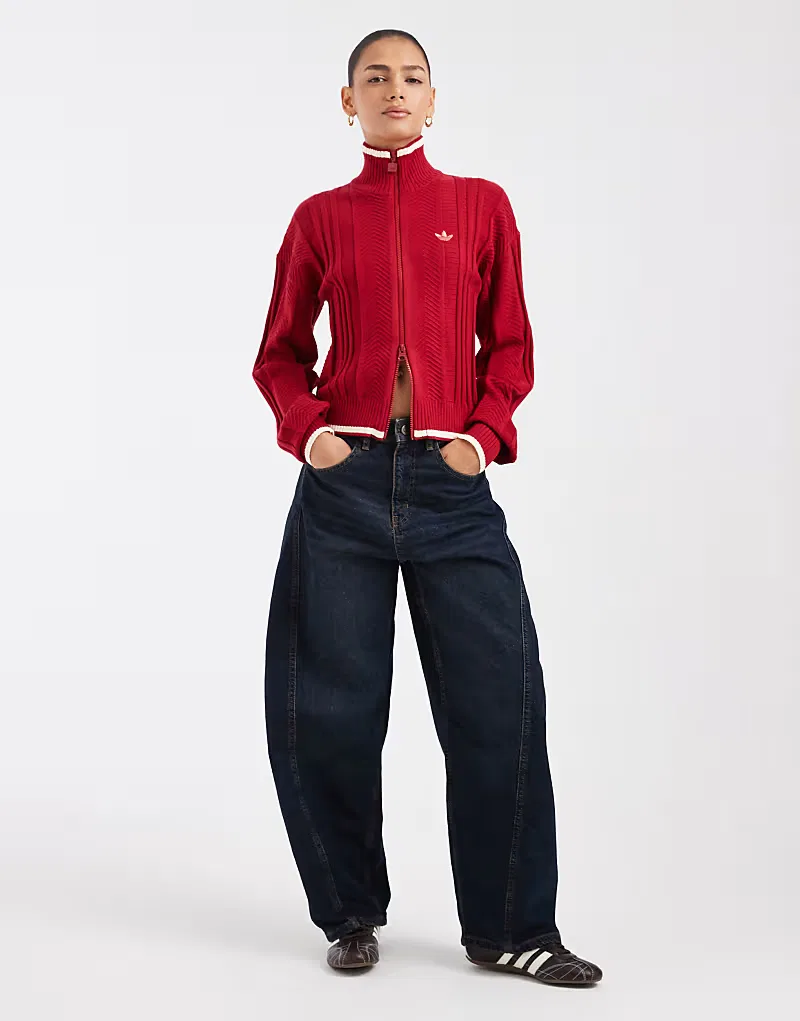 Спортивная куртка Adidas Originals Firebird из ажурной вязки, красный
