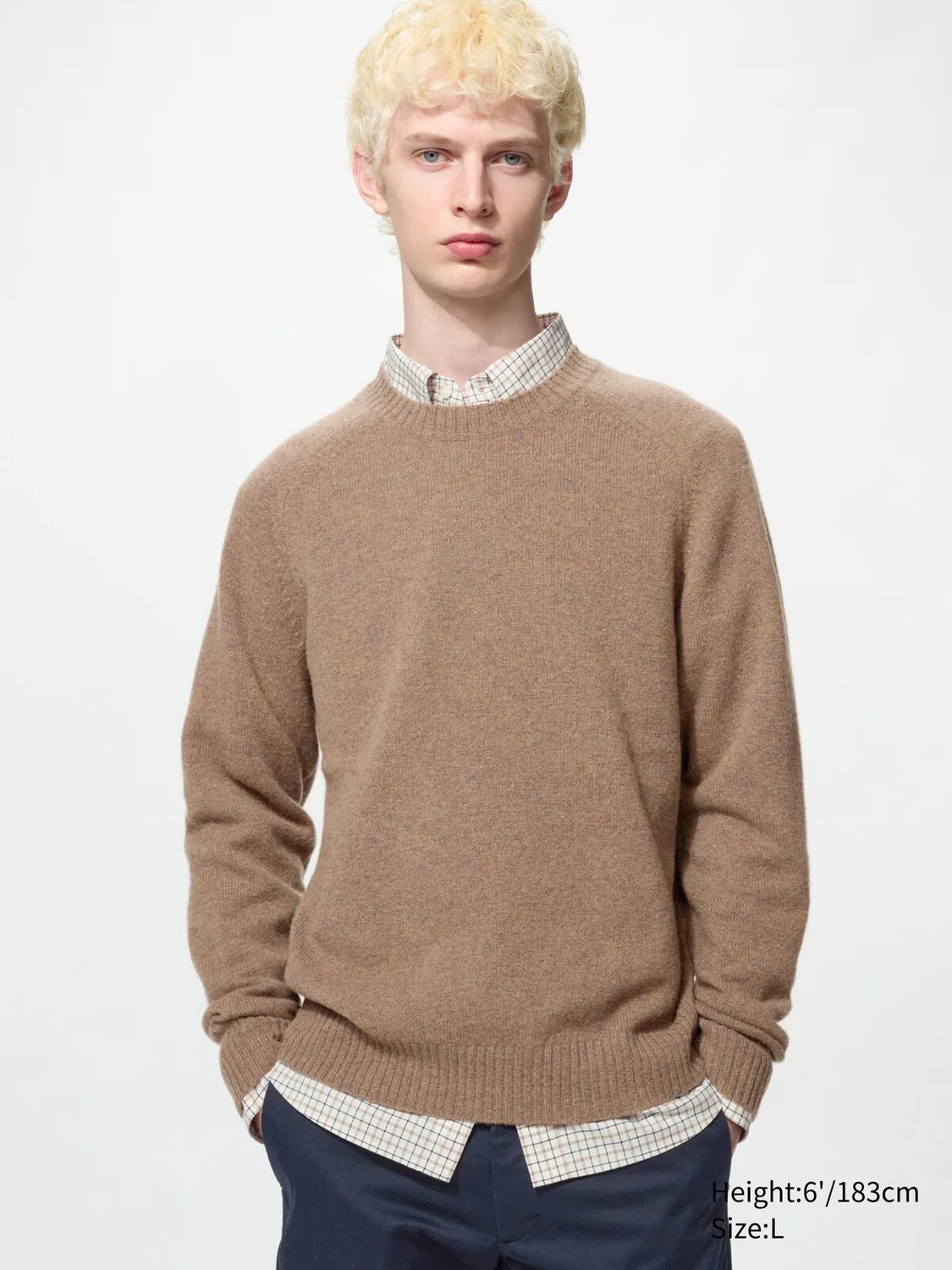 Свитер Uniqlo, из овечьей шерсти, коричневый