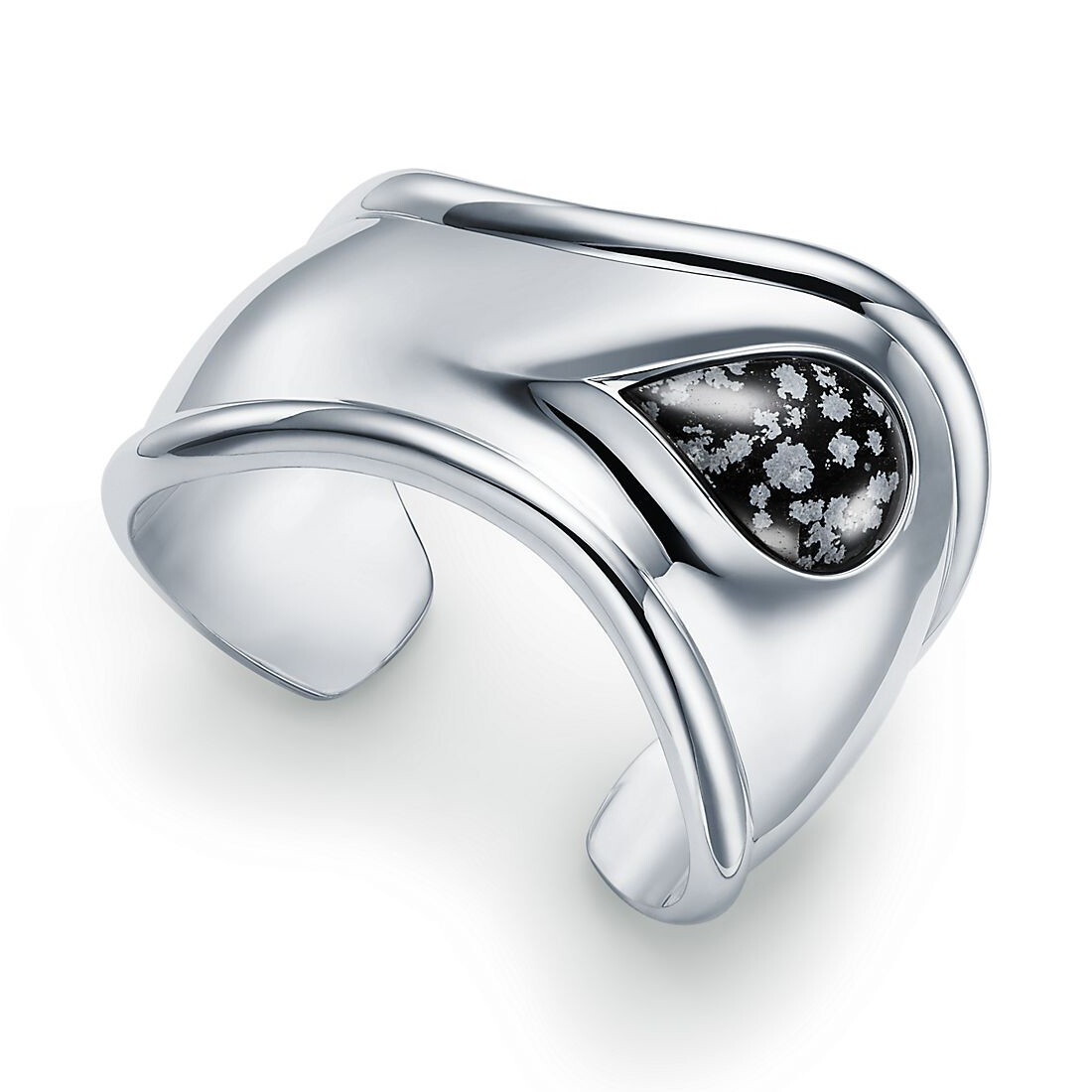 Браслет Tiffany & Co. Elsa Peretti Small Bone, серебро/ снежный обсидиан — фото 2