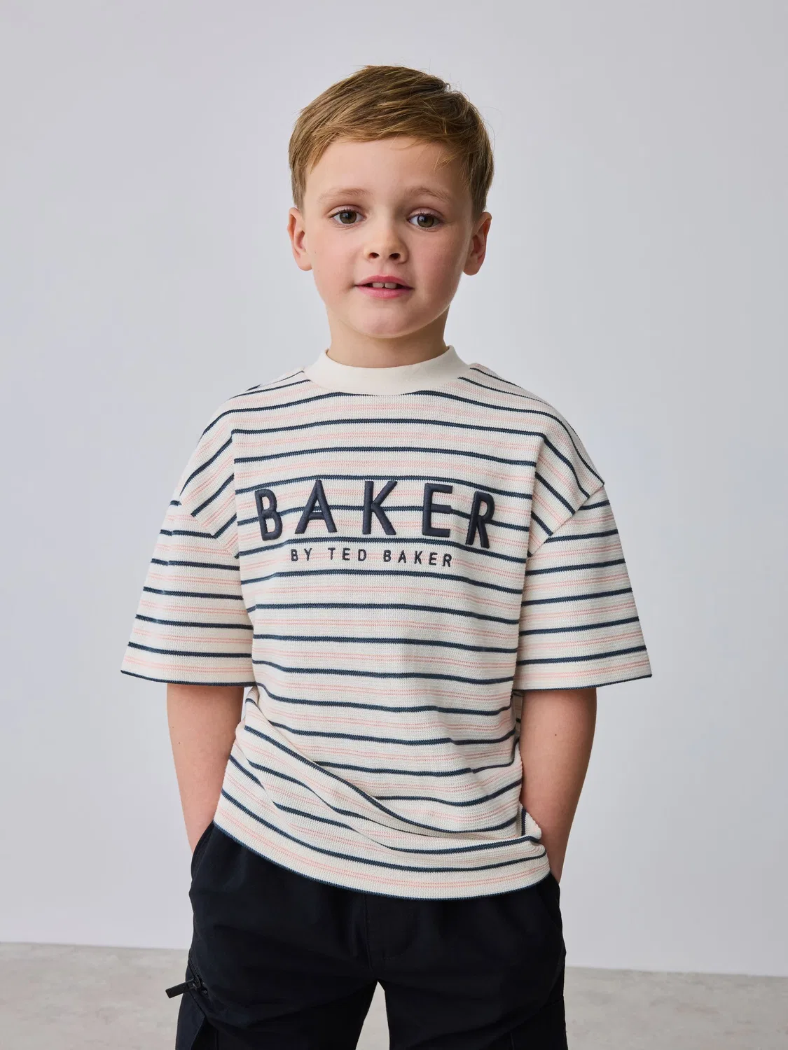Футболка с полосатым принтом Baker by Ted Baker, камень — фото 2