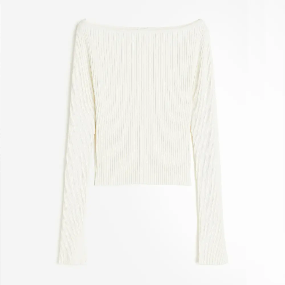 

Топ H&M Rib-knit Boat-neck, кремовый