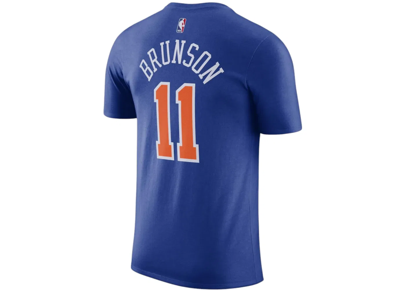 Мужская футболка с принтом Nike NBA New York Knicks Jalen Brunson Name & Number T-shirt, Blue/White/Orange — фото 2