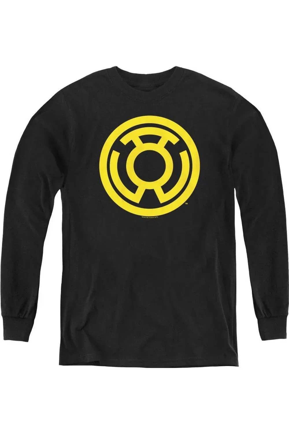 Детский лонгслив для мальчиков с принтом Green Lantern Yellow Emblem Gildan, черный