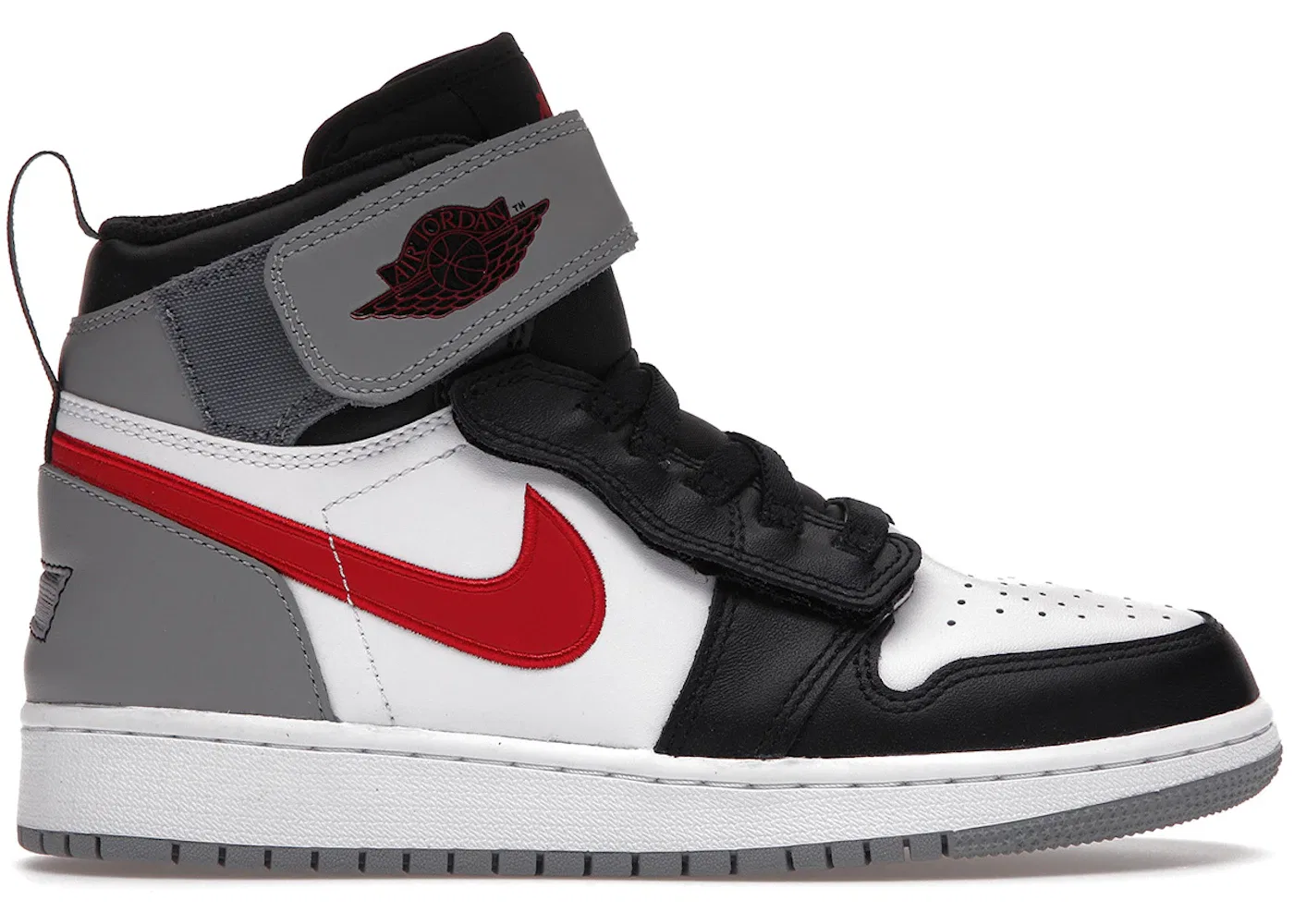 Детские кроссовки с высоким верхом Jordan 1 High FlyEase Jordan, Black/White-Particle Grey-Gym Red