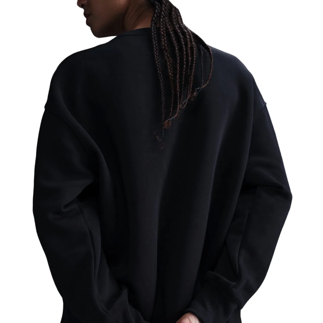 Женский флисовый свитшот оверсайз Nike NSW Phoenix Fleece OS Long Crew, цвет Black/Sail — фото 2