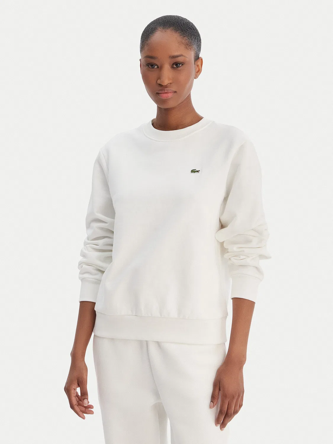 Женский свитшот цвета экрю стандартного кроя Lacoste, кремовый