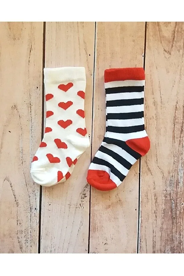 Детские носки для девочек с принтом Panowill Design, Heart And Striped