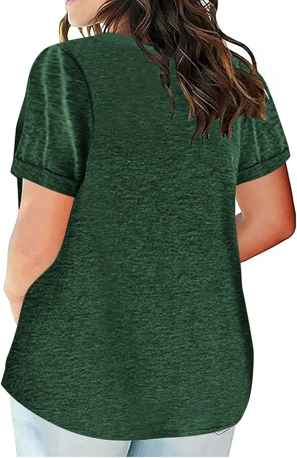 Женская свободная футболка с вырезом хенли Oversized, Army Green — фото 2