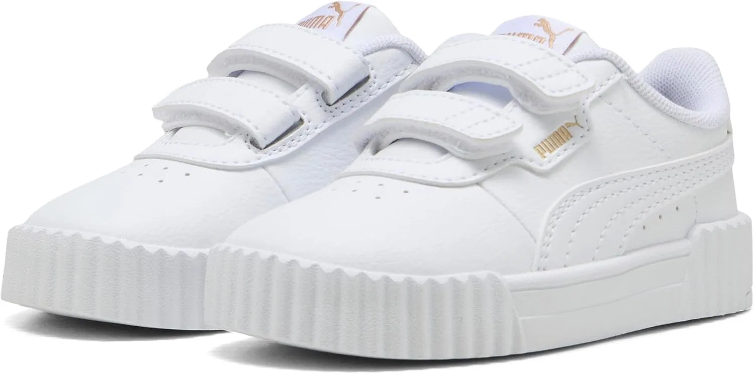 Детские кроссовки для девочек Carina 3.0 V Slip On PUMA, Puma White-Puma Gold — фото 2