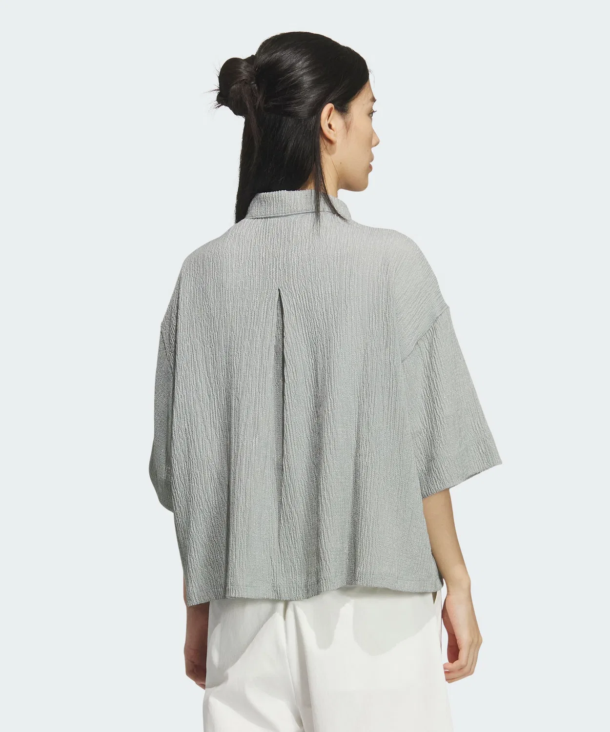 Женская рубашка с воротником и коротким рукавом Softluxe Sheer Loose Fit Adidas, Green — фото 2