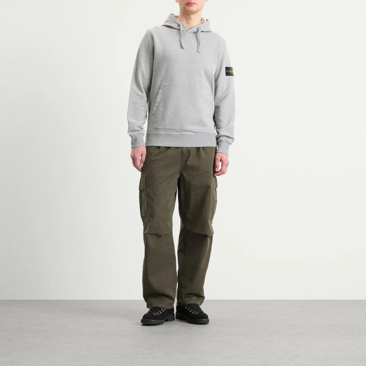 Худи с капюшоном и утяжками, модель Garment Dyed Hoodie Stone Island, Melange Grey — фото 4