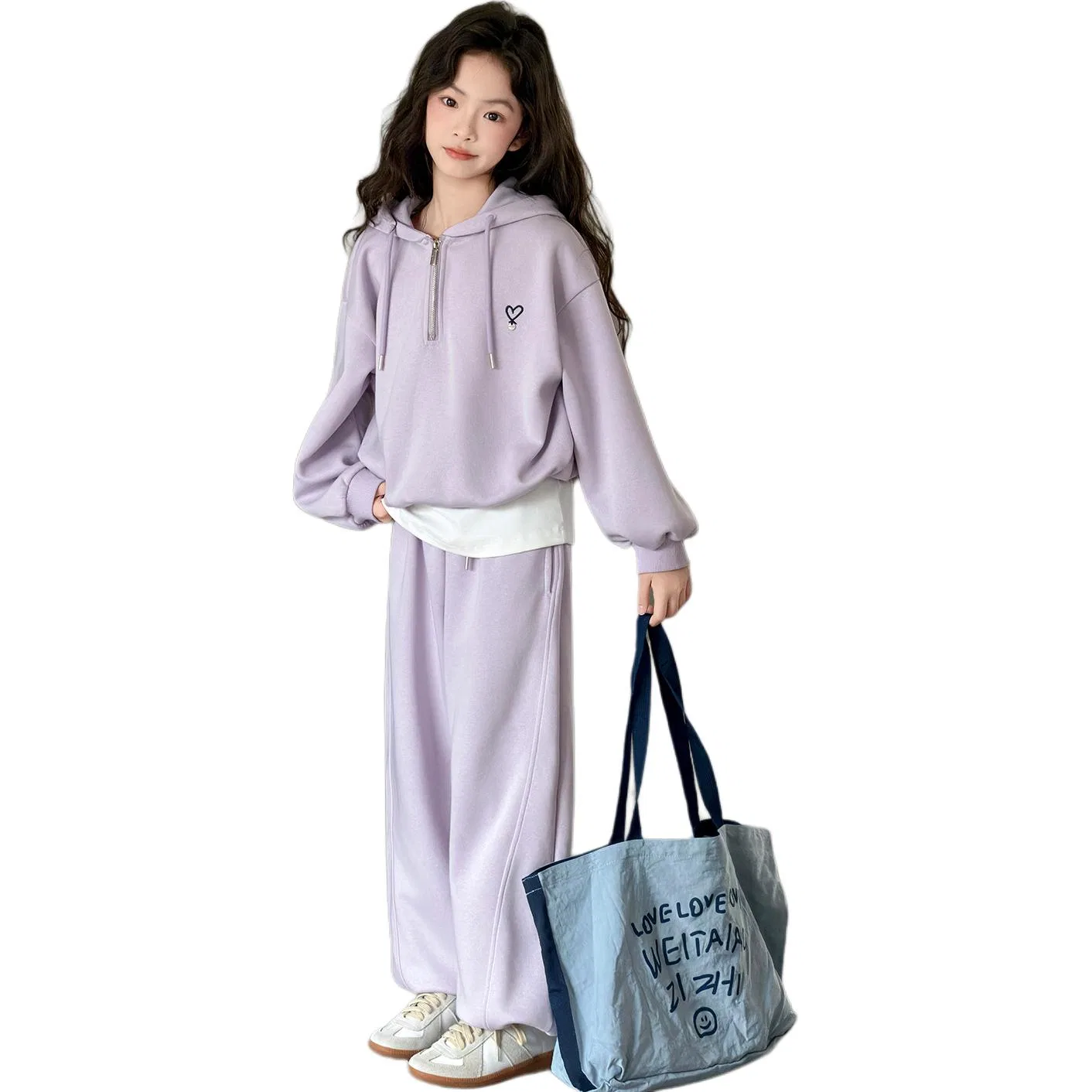 Детский спортивный комплект с принтом MADALLO, Purple Top+Pants