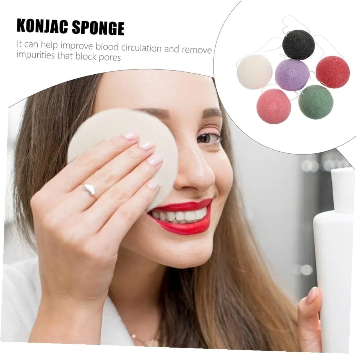 Набор спонжей для лица Konjac, 4 шт, PAMINGONO, 8x8x4 см, мультиколор — фото 3