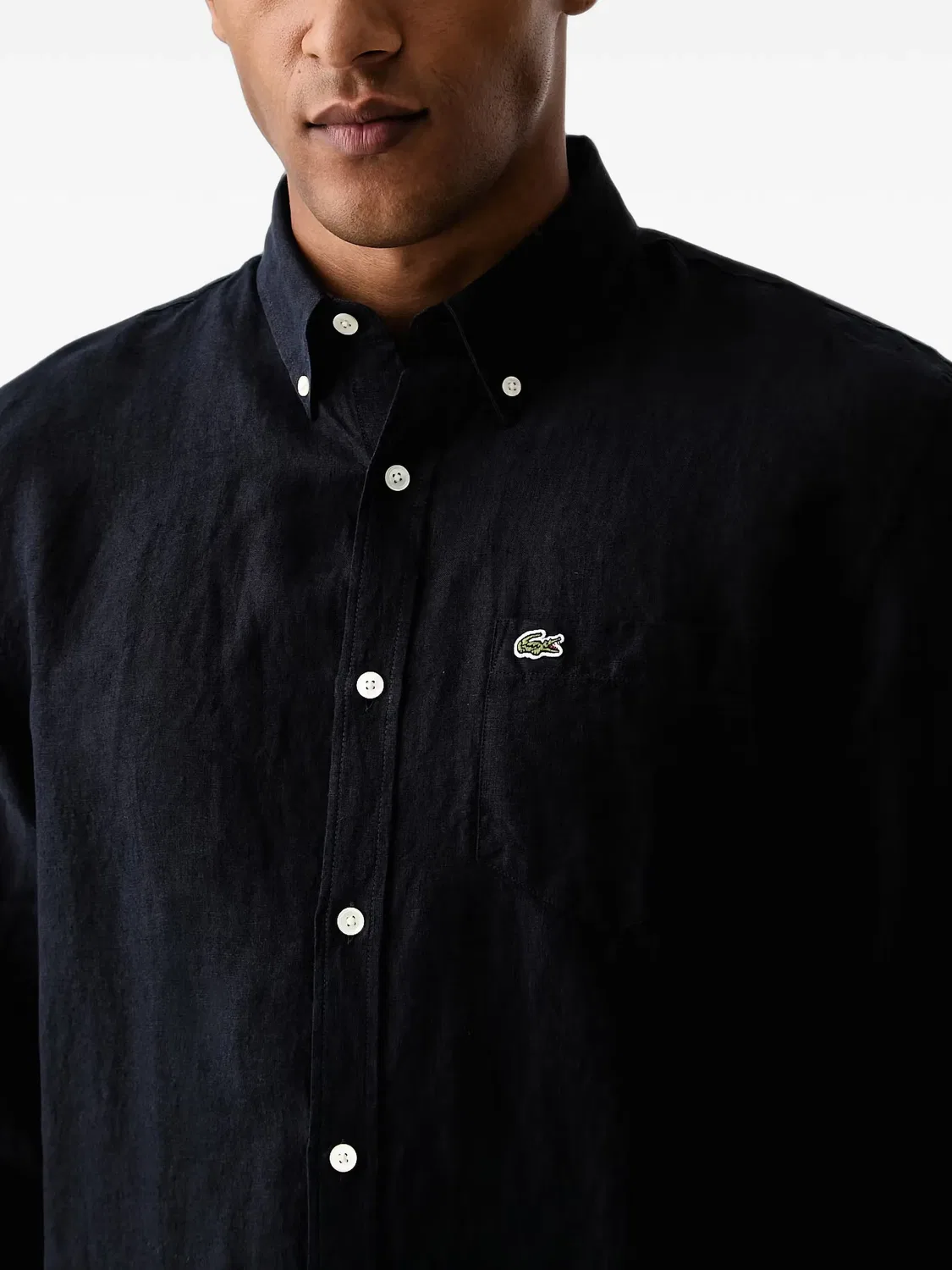 Рубашка льняная синего цвета Lacoste, синий — фото 3