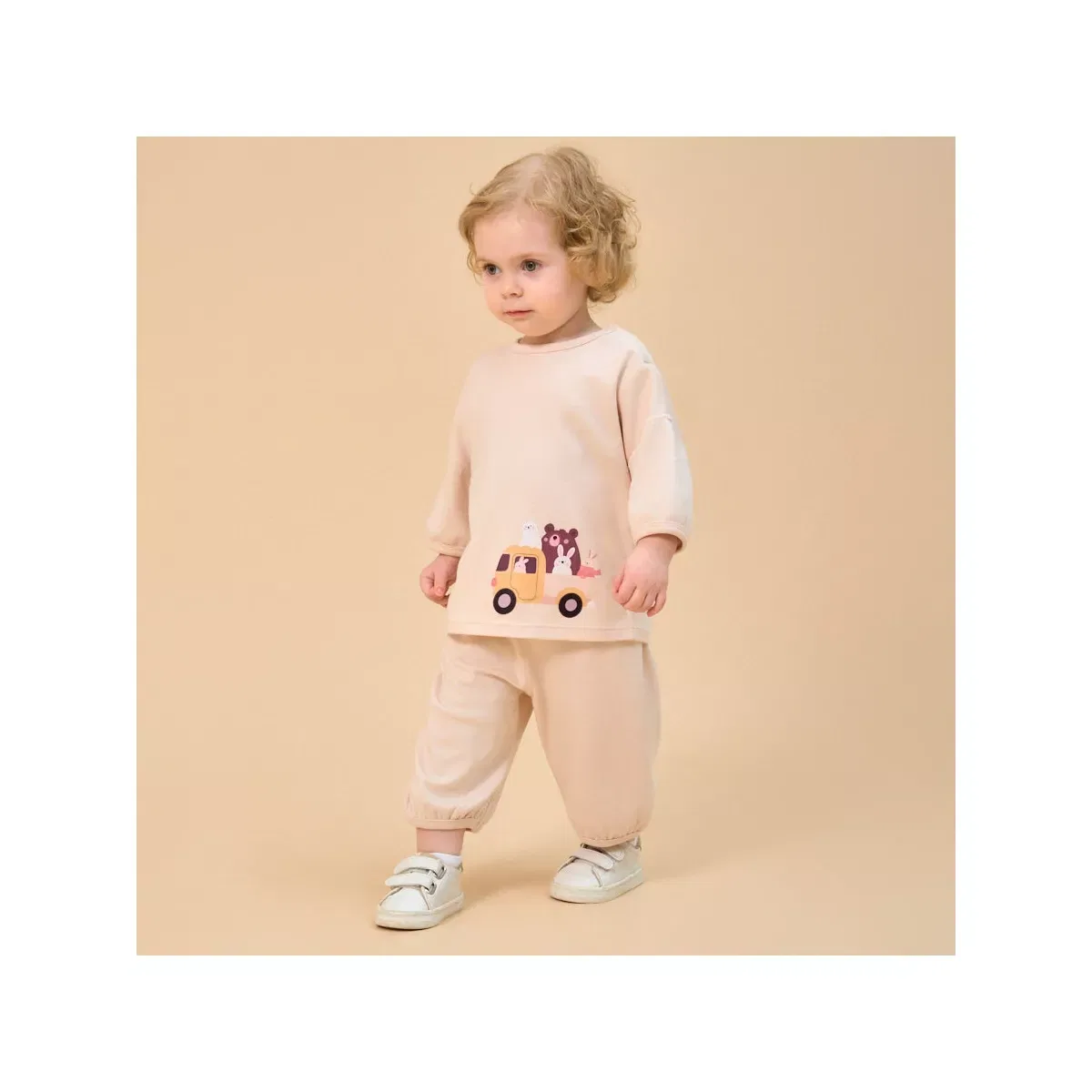 Детский комплект из футера с длинным рукавом Laimi Bloom, Beige
