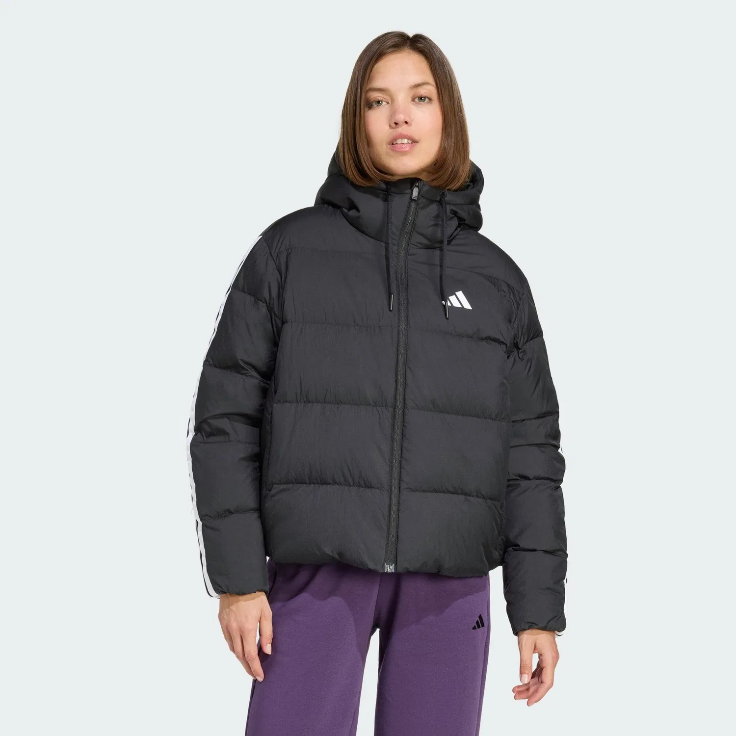 Мужская куртка-пуховик с капюшоном Essentials Climawarm 3-Streifen Adidas, Schwarz