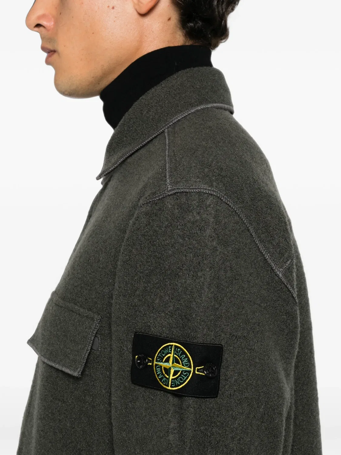 Куртка-рубашка серая шерстяная Stone Island, серый — фото 2