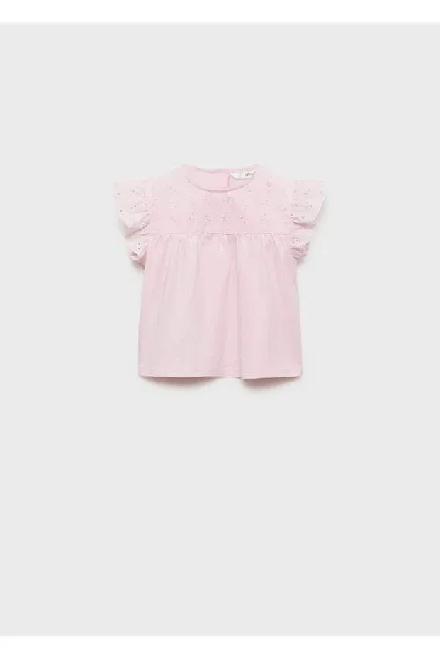 Детская футболка с дырками Mango Baby, Pink