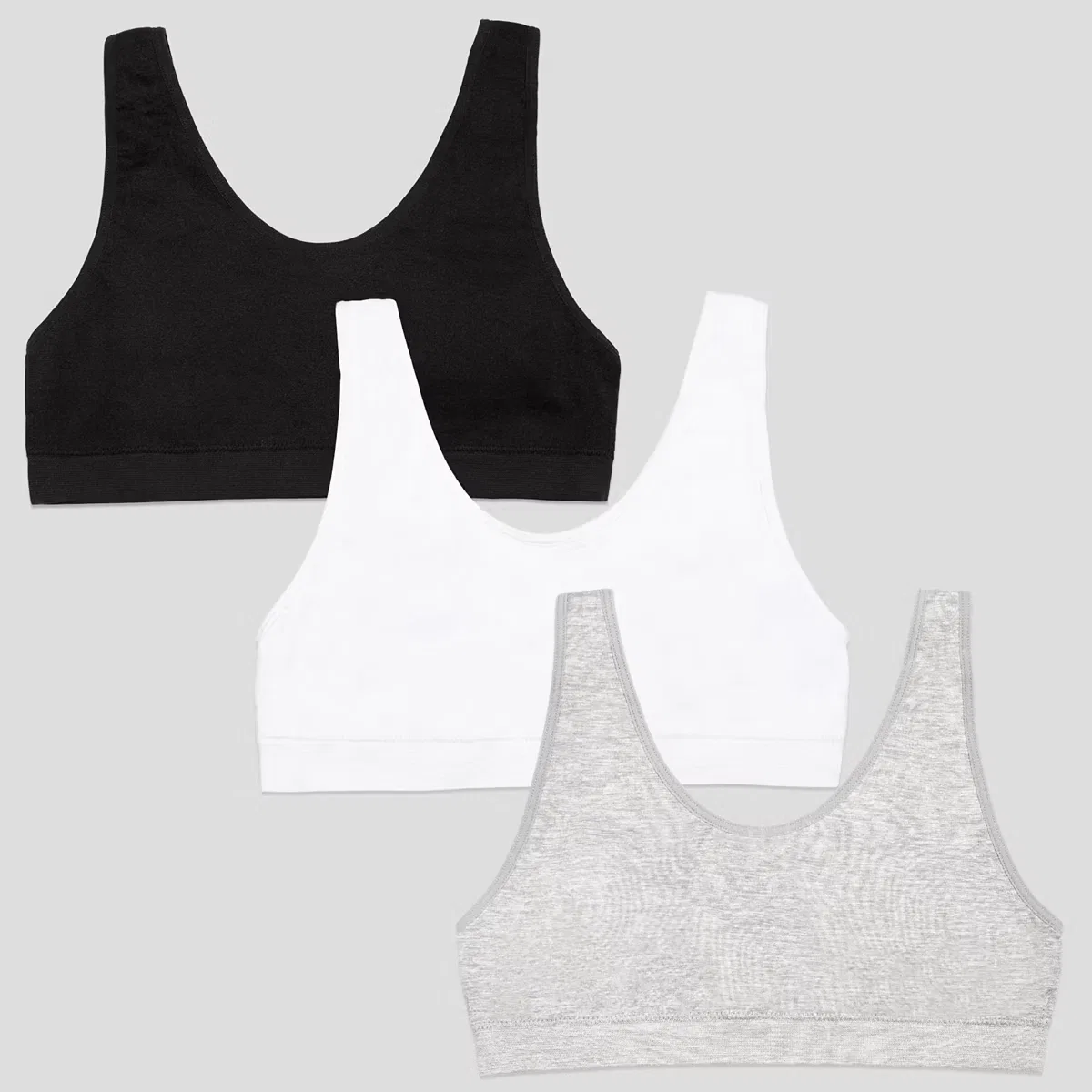 Бюстгальтер без косточек комплект бралеттов Fruit of the Loom, Grey Heather/White/Black