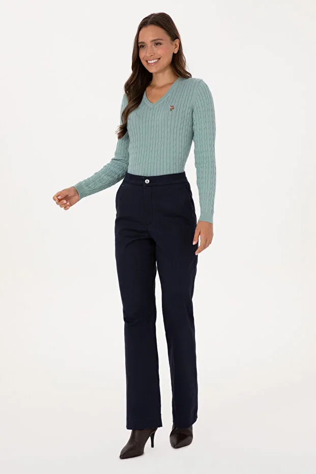Женские брюки из канваса с зауженным клешем U.S. Polo Assn., Navy Blue — фото 3