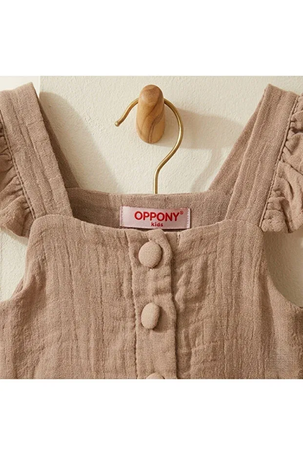 Детское платье-трапеция на бретелях с принтом Baby Violette, Brown — фото 3