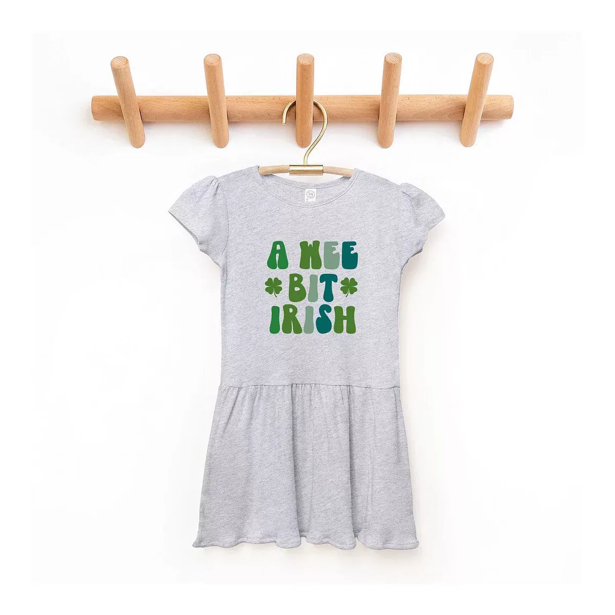 Детское платье для девочек с принтом A Wee Bit Irish The Juniper Shop, Heather Grey