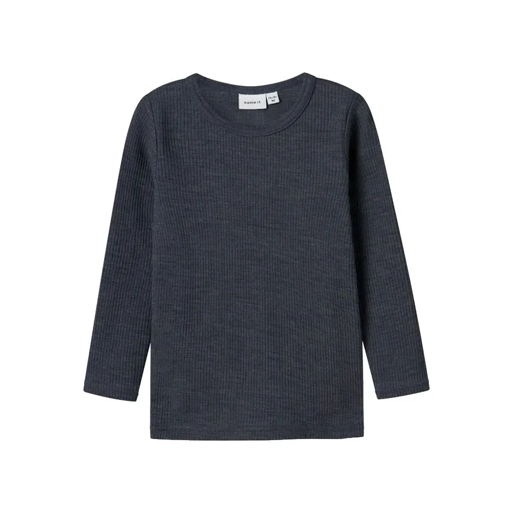 Боди с длинным рукавом Wax Wool Rib Name It, синий — фото 2