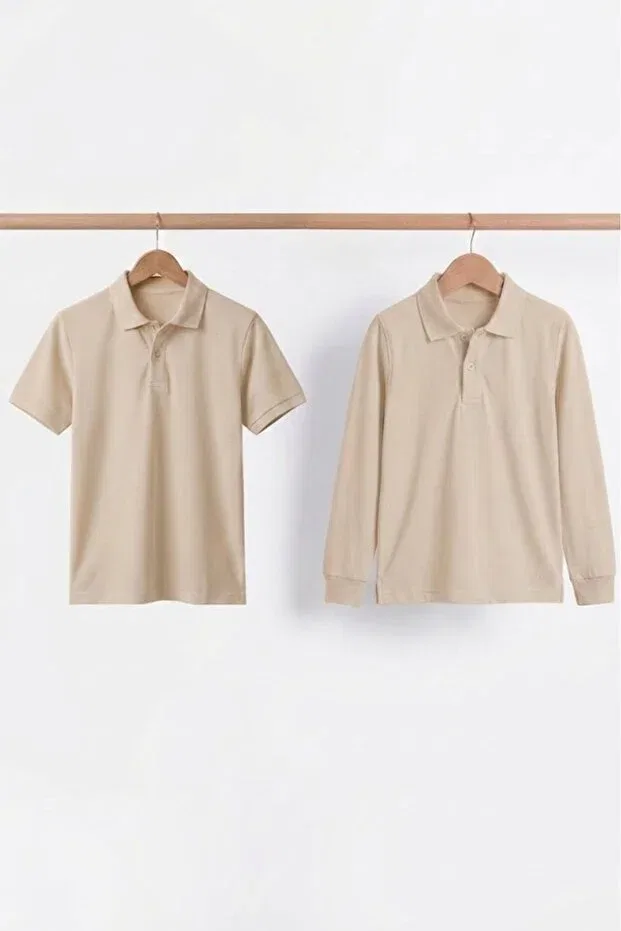 Детский комплект футболок с поло с коротким рукавом Nacar Store, Beige — фото 3