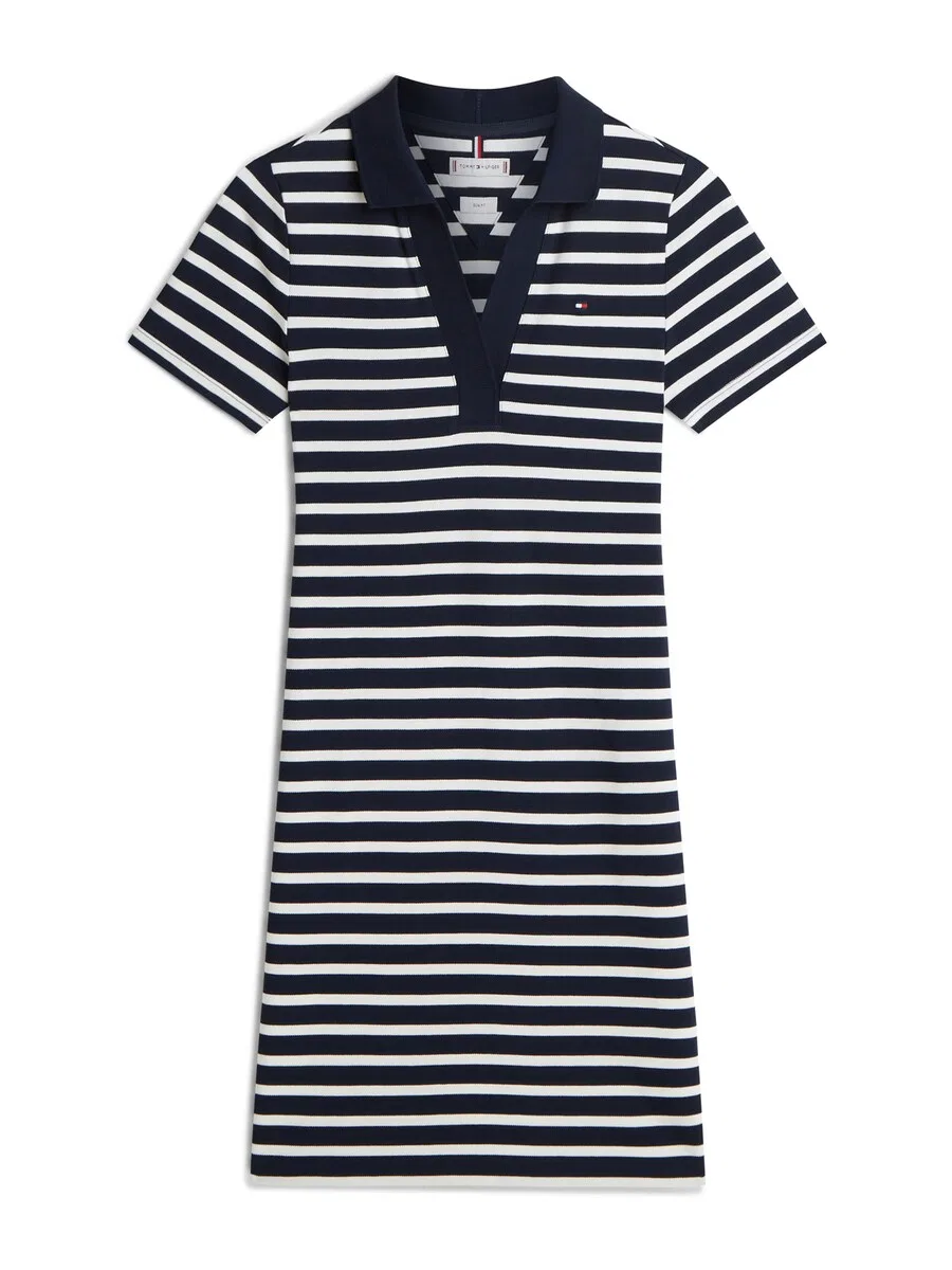 Платье TOMMY HILFIGER '1985 Slim Mini Short Sleeve' в темно-синем цвете