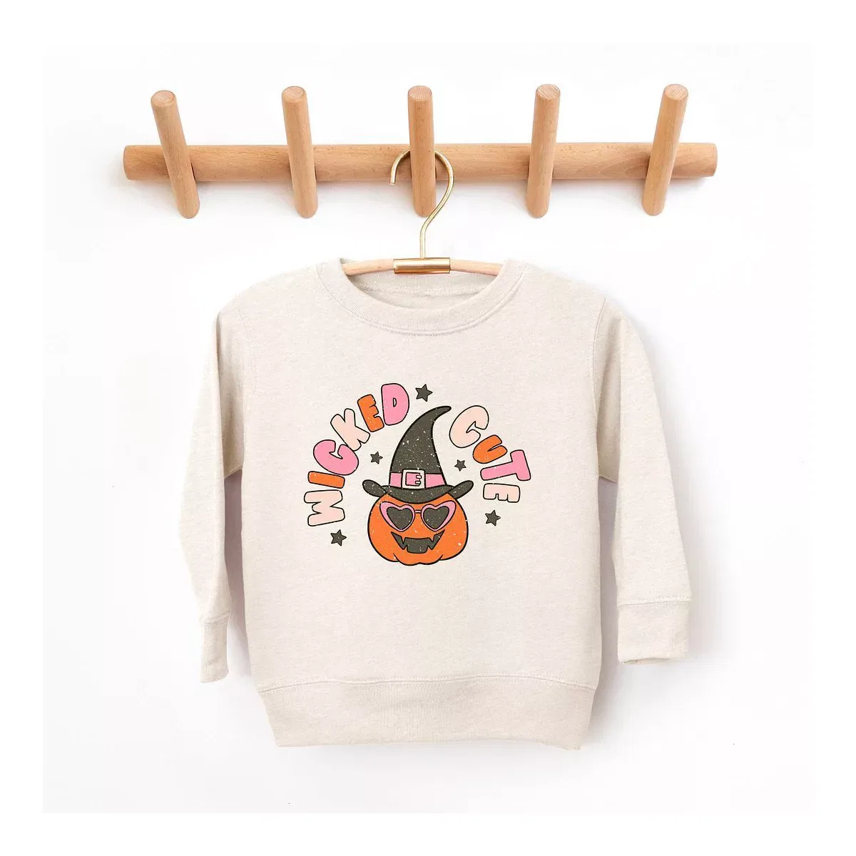 Детский свитшот для девочек с принтом Wicked Cute Pumpkin The Juniper Shop, Natural