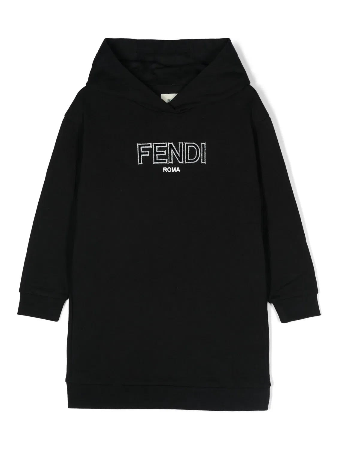 Худи-платье с эмбосированным логотипом FENDI, черный