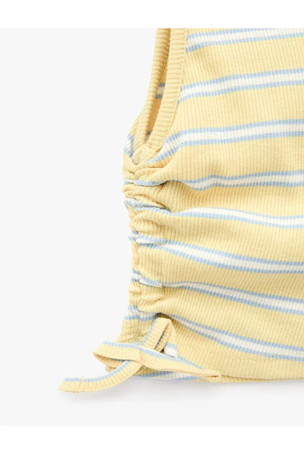 Детское для девочек топ-майка с воланами Koton, Yellow Striped — фото 3