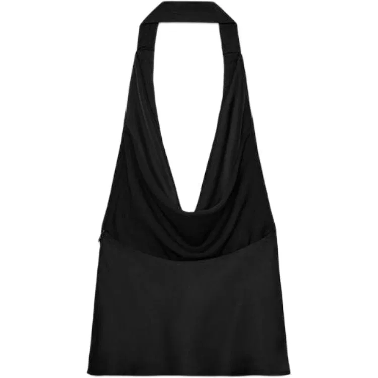 Женский топ без рукавов с V-образным вырезом и завязками на шее ZARA, Black — фото 4