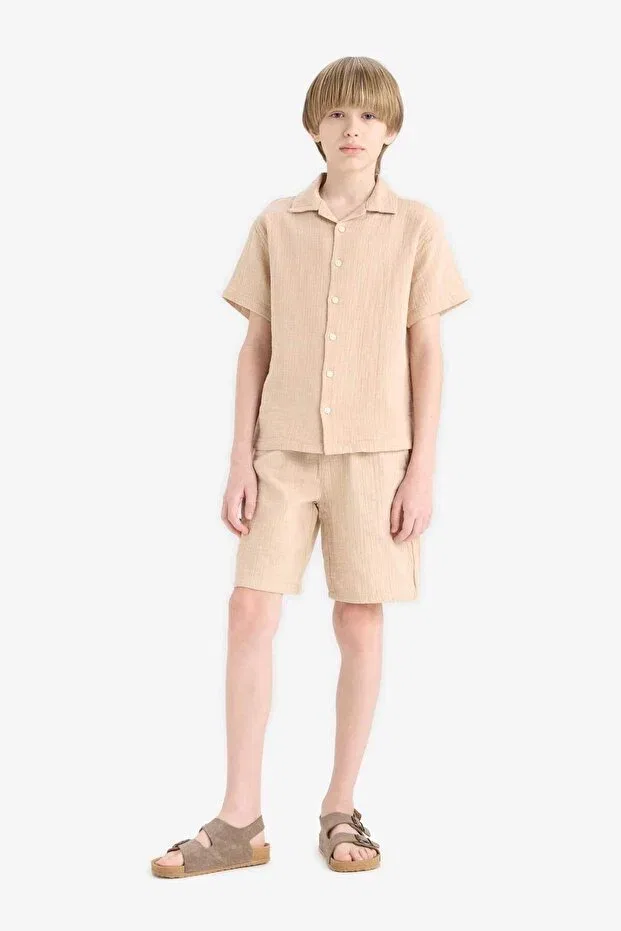 Детские шорты для мальчиков хлопковые Defacto, Beige-Bg732 — фото 3
