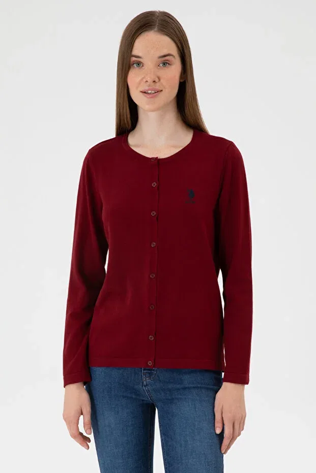 Женский кардиган с длинным рукавом U.S. Polo Assn., Burgundy