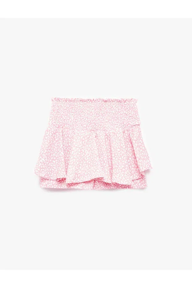 Детские шорты для девочек с принтом Bowknot floral patterned pleated pink girls' shorts 6skg40177ak Koton, Pink Patterned — фото 2